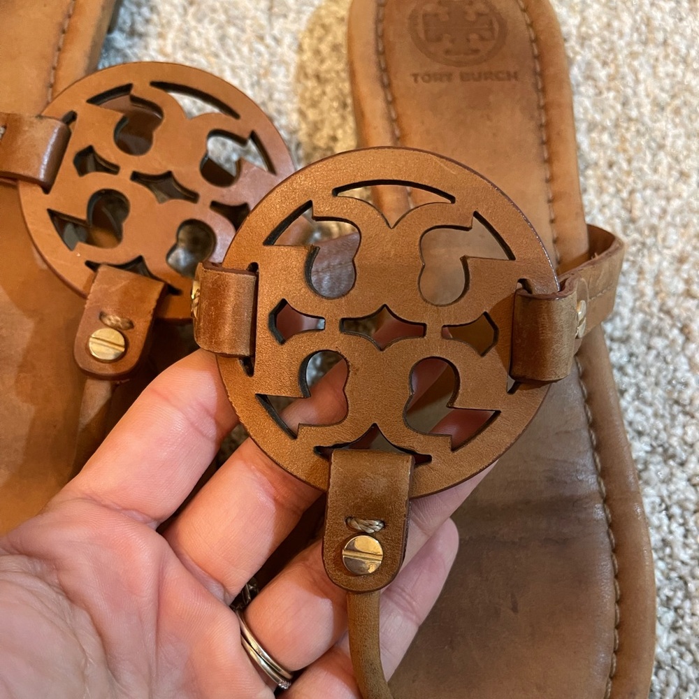 Tory Burch Tan Leather Cut-Out Sandals
